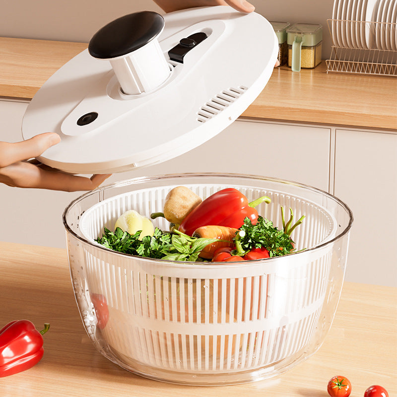 Multifunctional press dehydrator for home vegetable salad drying dehydrator large capacity rotate drain basket vegetable basin