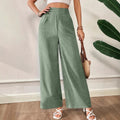 european and american cross-border  spring/summer new women's solid color shirred patchwork high-waisted slimming wide-leg pants