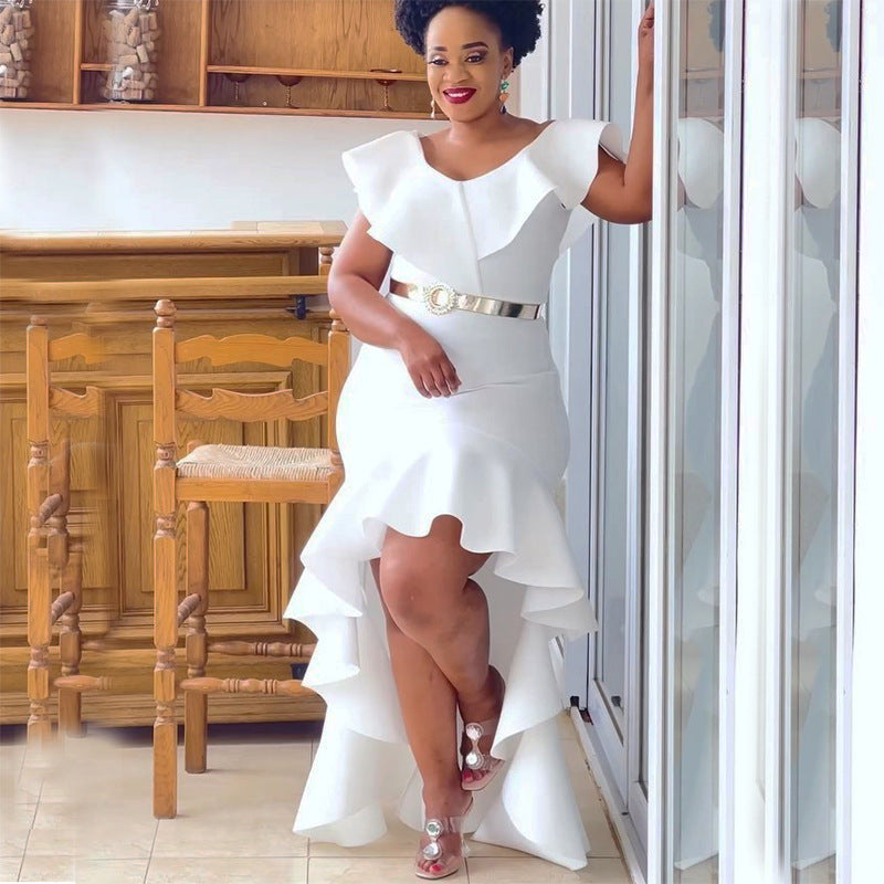 African cross-border sourcing:  new solid color loose fit evening gown, slim-fit long dress - exclusively for cross-border e-commerce