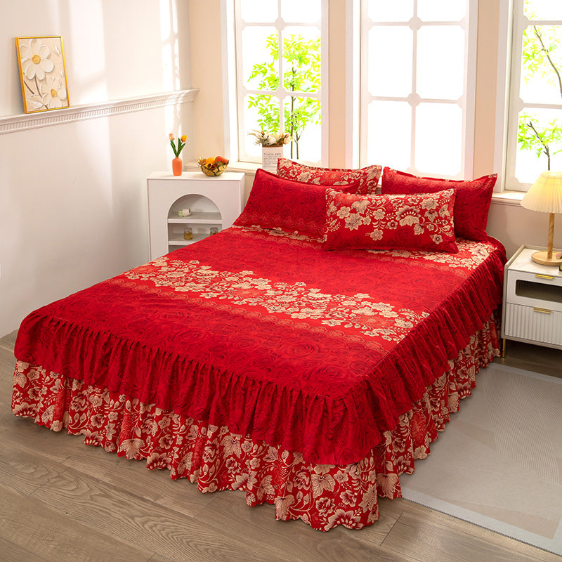 Bed skirt, fitted sheet, thickened bed sheets, comfortablenon-slip mattress protector, single piece simmons bed cover 1.8m double bed