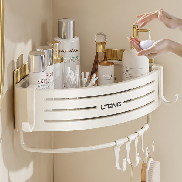Milk white corner rack bathroom non-punching toilet tripod space aluminum storage bathroom table corner rack