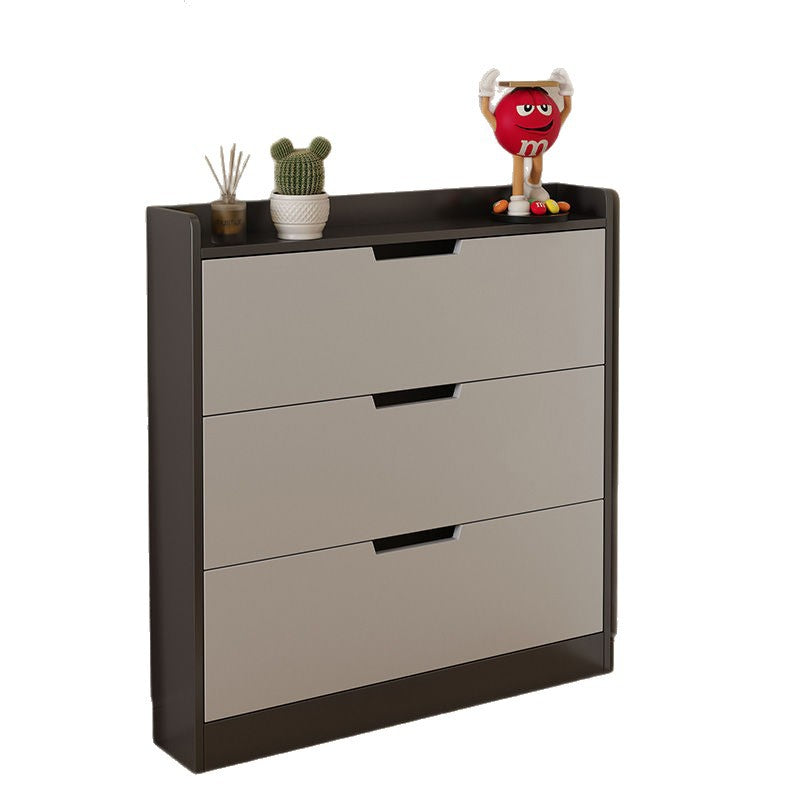 Modern slim flip-down shoe cabinet for entryway, minimalist home use, small apartment, 17cm height, easy storage shoe rack