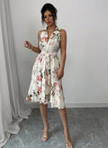 new cross-border european and american style women's digital print rose holiday casual travel outfit - artsy retro vibe