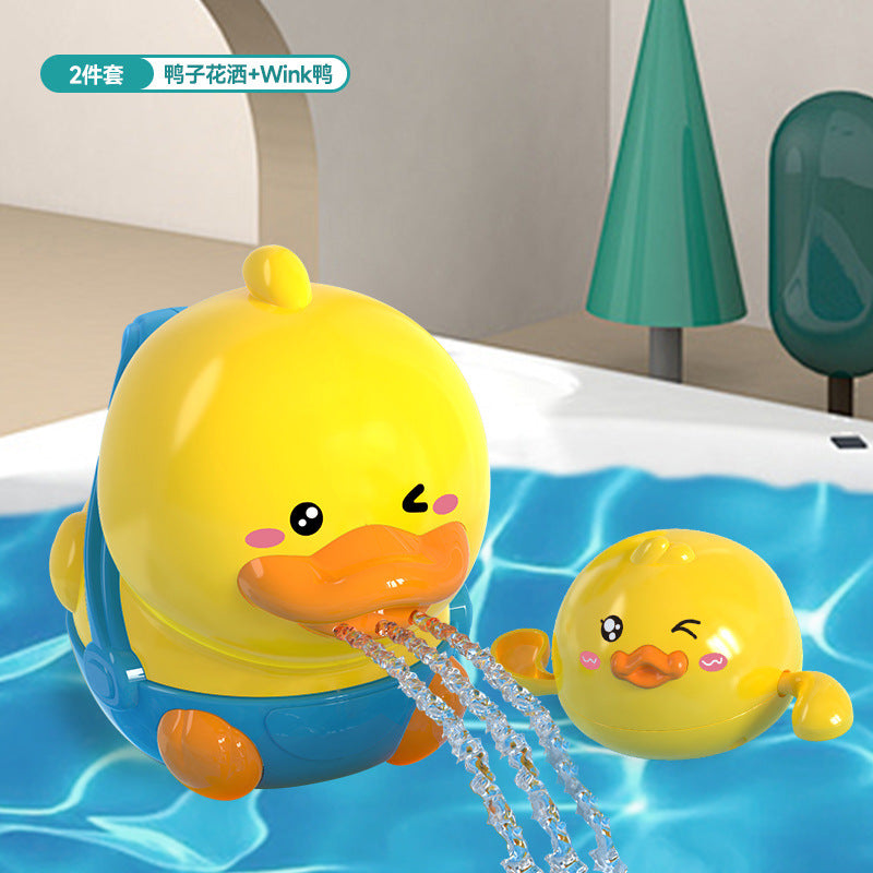 Baby bath toys floating yellow duck shower head for boys and girls, kids' swimming pool water play, water gun for babies