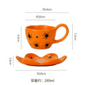 Creative halloween-themed ceramic cup and saucer set, featuring an irregular design with pumpkin and bat motifs. perfect for coffee or tea