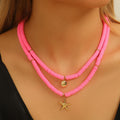Colorful string necklace wholesale cross-border marine style starfish shell dolphin necklace niche design sense stacked necklace