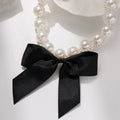 Wholesale faux pearl necklaces - cross-border vintage statement ribbon bow necklaces - women's luxury high-end choker