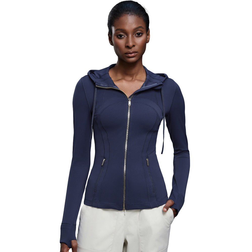 Women's yoga jacket - slim fit, hooded cardigan, running & fitness long sleeve top - daw204-2