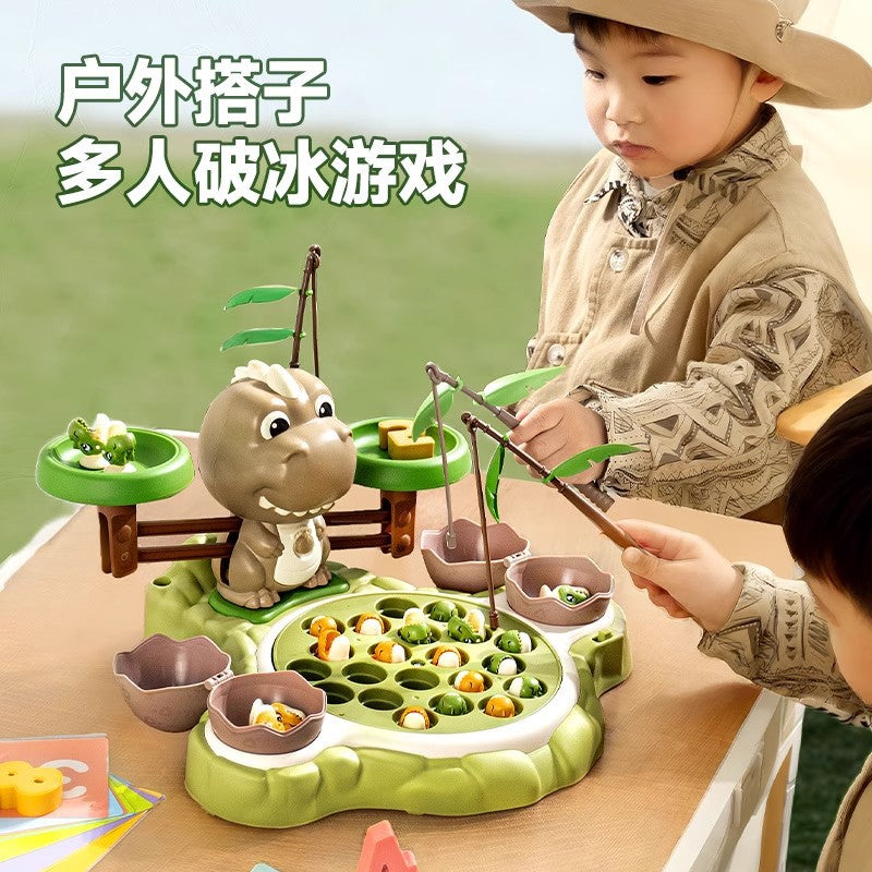 Children's day competitive electric dinosaur rotating fishing game educational balance board early education tabletop toy gift for boys and girls