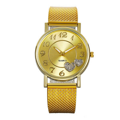 Women's fashion mesh strap heart-shaped minimalist watch - wholesale hot seller for aliexpress, large dial quartz watch for cross-border e-commerce