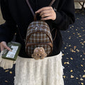classy women's backpack new arrivalniche style plaid backpack cutestuffed pendant student class bag