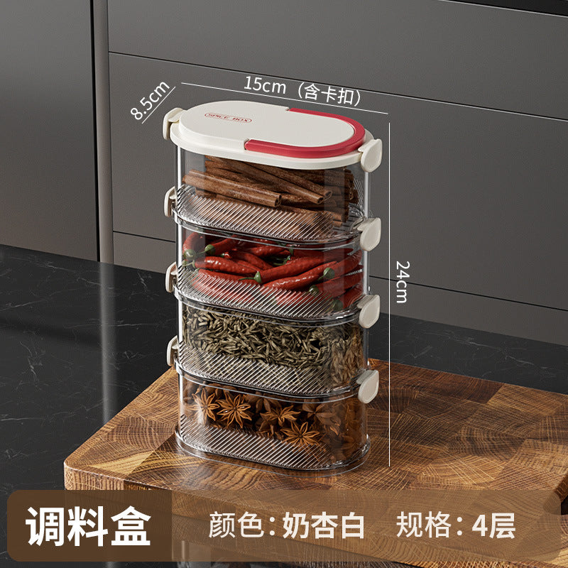 Kitchen spice sealed storage box food grade onion ginger garlic seasoning fresh-keeping box can be stacked with miscellaneous grain classification storage tank