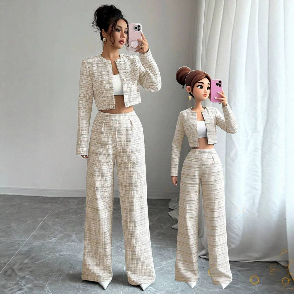 Versatile retro houndstooth elastic high-waisted wide-leg casual pants for women - autumn/winter loose fit, drapey, floor-length straight-leg trousers