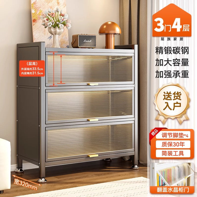 Steel dust-proof bookcase for home door multi-layer entrance cabinet large-capacity storage cabinet entrance flip-up door multi-layer storage