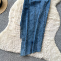 Korean style commute chic denim slip dress - women's summer korean slimming a-line maxi dress with high waist