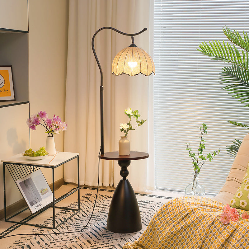 Cream style storage rack all-in-one floor lamp living room sofa next to a few ornaments atmosphere lamp bedroom bedside counter lamp