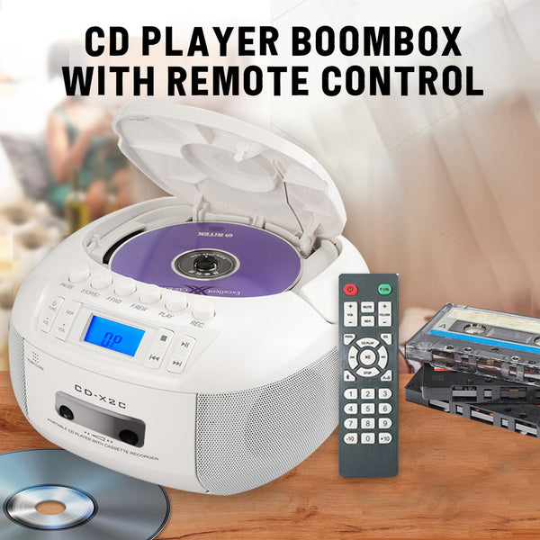 Multifunction CD Player Tape Bluetooth USB Portable Dual Stereo Speaker Power Supply Battery Dual Use