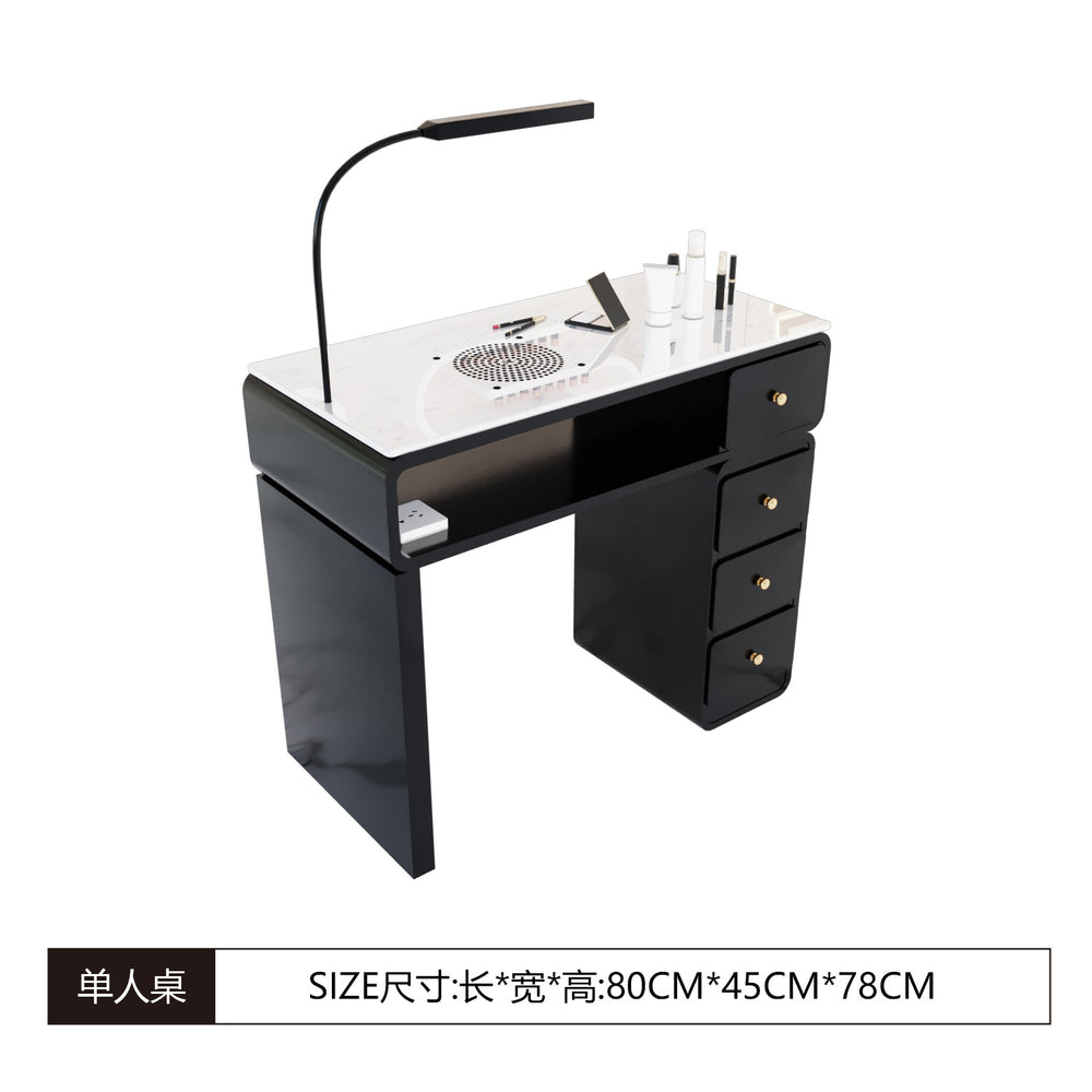 New arrival marble widened 45 porcelain surface manicure table and chair suit economical single and double multi-functional odor-free carbon steel paint