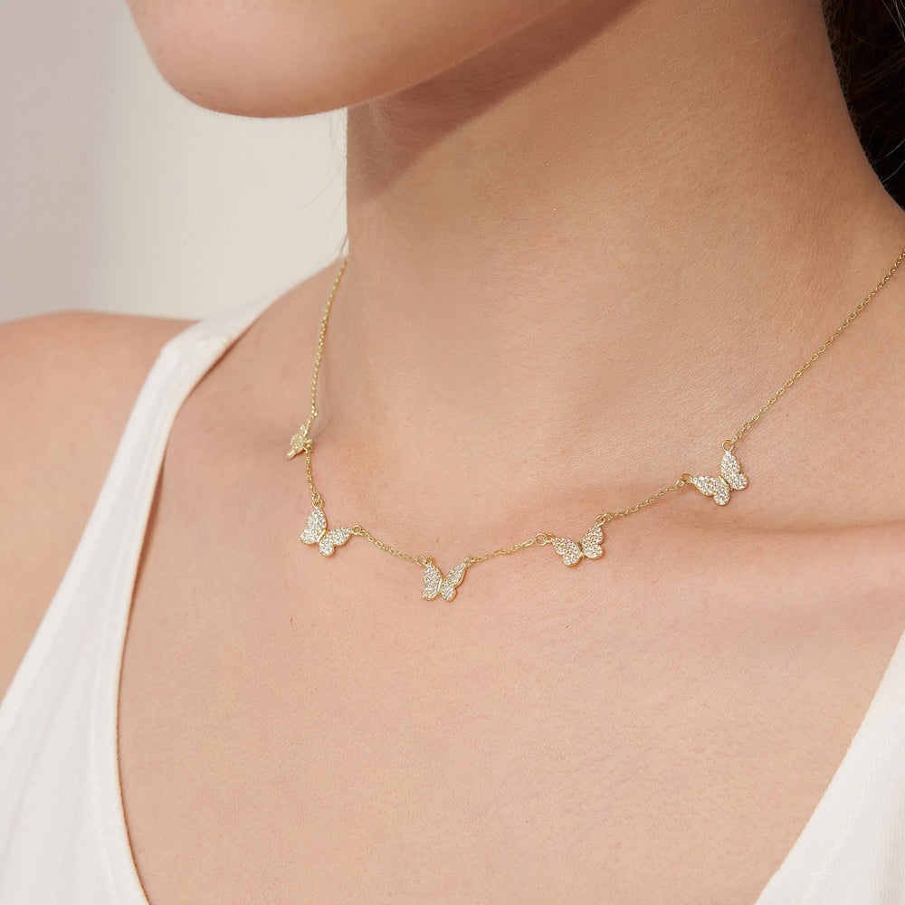 Luochen ins style copper butterfly diamond patchwork necklace pendant classyelegant exquisite easiest for match clavicle chain jewelry