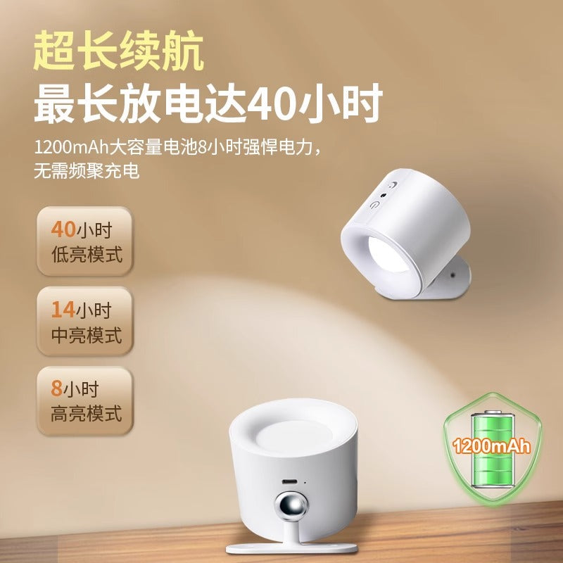Rechargeable spotlight - no wiring, no drilling, wall-mounted lamp - magnetic bedside reading light with rechargeable remote control ambient lighting for home use