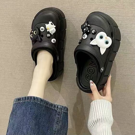 Thick sole women's 2024outwearsummerpopularnon-slip toe beach cute slippers hole new arrivalsweeteasiest for match