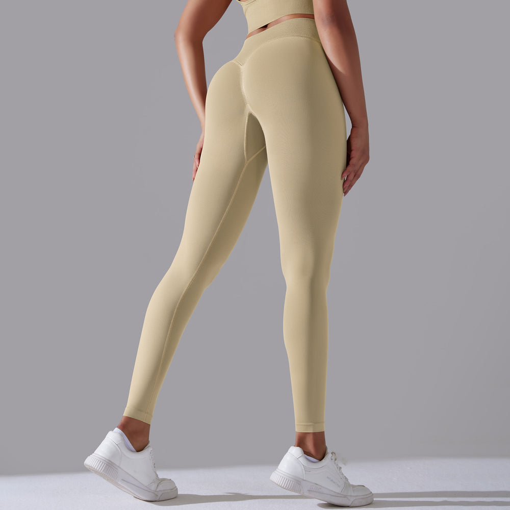 fashion seamless knittingpure colorhigh waist tight peach butt yoga pants sports running fitness nine-point pants
