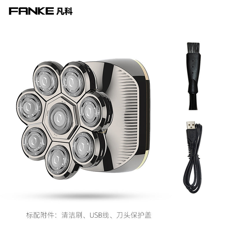 8w bald head electric shaver razor washable floating eight-head bald head handy gadget rechargeable hairdresser
