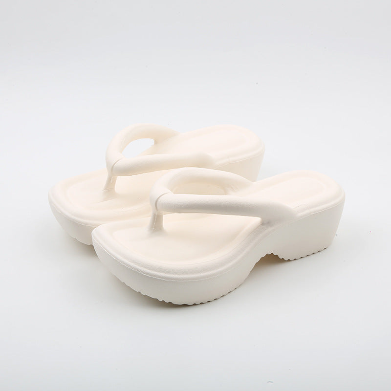Zhao lusi's same style eva stepping on shit flip-flops women's summerthick soleheight increasingoutwearfashion beach shoes