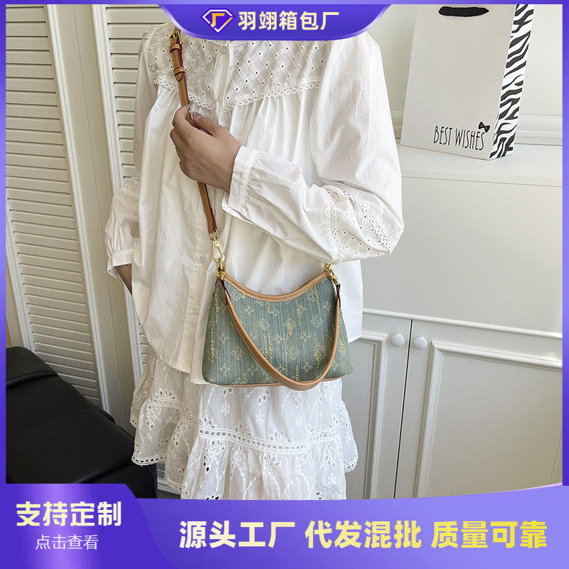 Cross-border large-capacity bag women's 2025 new niche going out commuting tote bag shoulder messenger bag denim bag