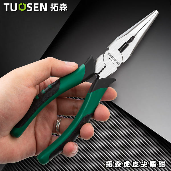 Tuosen tiger skin pointed nose pliers 6 inch multi-functional manual pliers 8 inch wire cutting pliers oblique pliers pointed nose pliers hardware tools