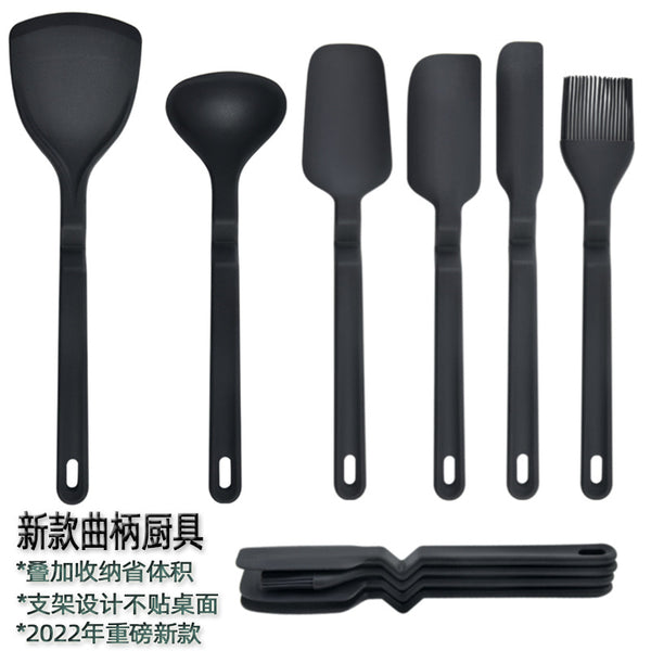 New crank silicone spatula non-stick pan special kitchen utensils baking scraper cream spatula stackable storage with bracket