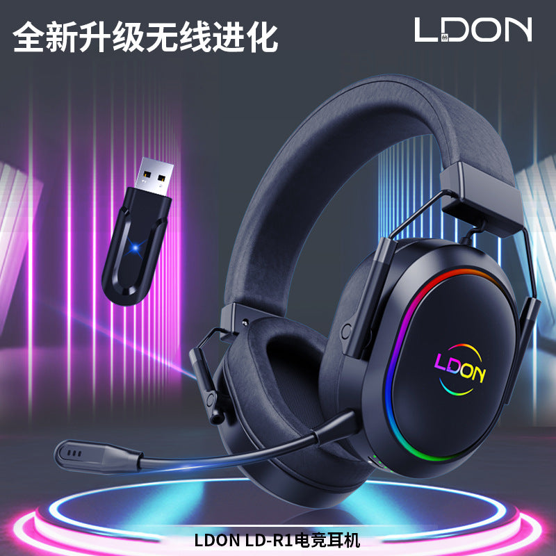 Ldon dragon guardian f02 wireless over-ear gaming headset - bluetooth esports headset for desktop pc fps gaming