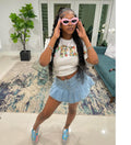 European and american cross-border women's clothing:  summer ins-style fashionable sexy hot girl ruffle trim mini denim skirt
