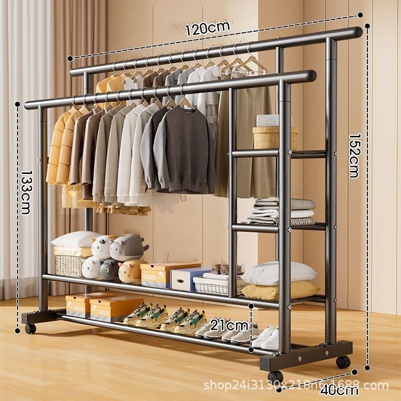 Simple clothes drying rack floor-standing clothes rack dormitory bedroom coat rack indoor balcony thickened rack for home