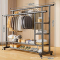 [25mm pipe diameter] 120cm-black double-layer parallel bars side storage net + wheel