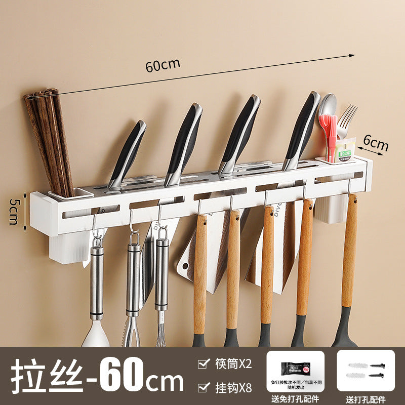 Stainless steel knife holder, chopstick cartridge, multi-functional tool storage rack, wall-mounted kitchen hanger, no punching,  direct sales