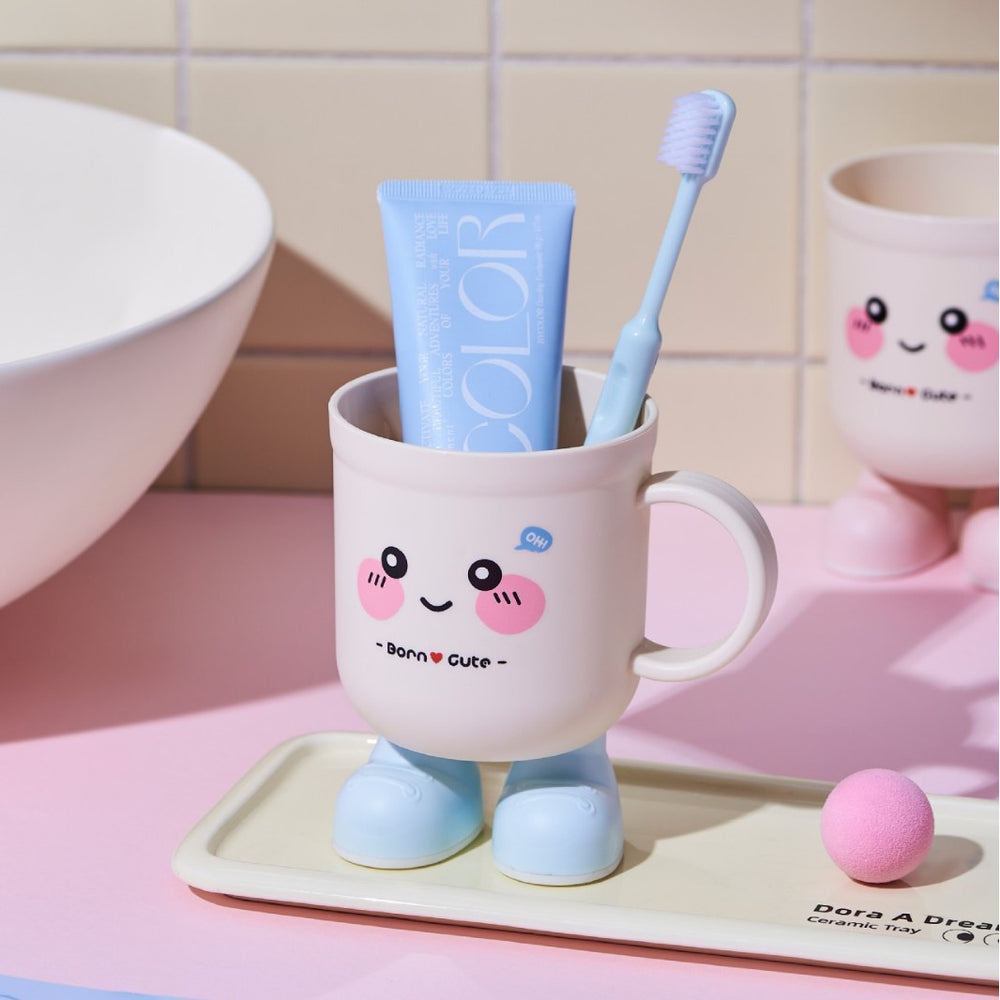 Kids brushing teeth mouthwash cup popular creative little feet drinking cup for home cartoon brushing cup plastic wash cup