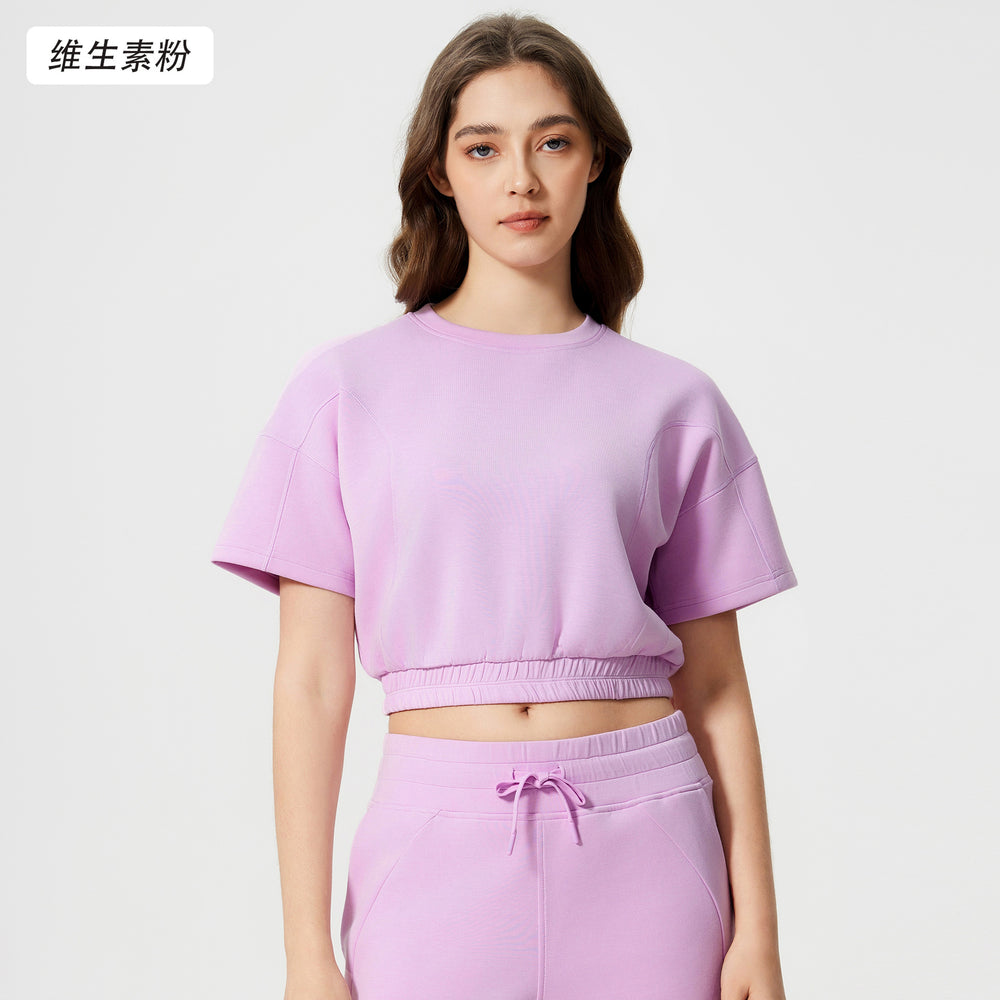 Summer air layer yoga top - women's cropped short sleeve - trendy & versatile fitness activewear tee - d25025