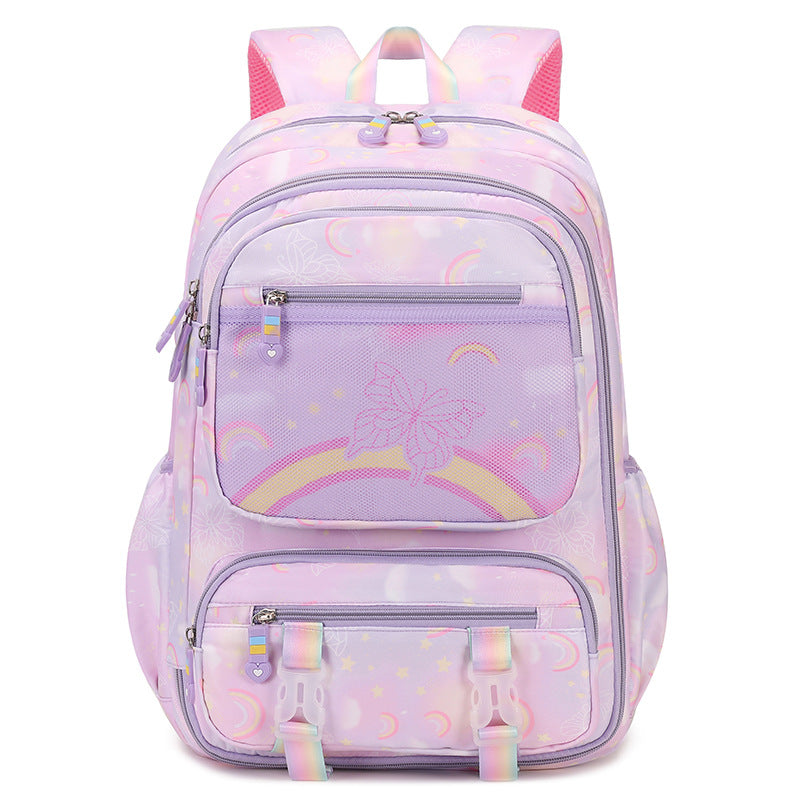 New rainbow minimalist refrigerator door backpack for elementary school students - lightweight schoolbag for girls, grades 1-6
