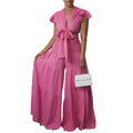 C8586   new short-sleeve tie-up top and wide-leg pants plus size two-piece set - cross-border e-commerce outfit