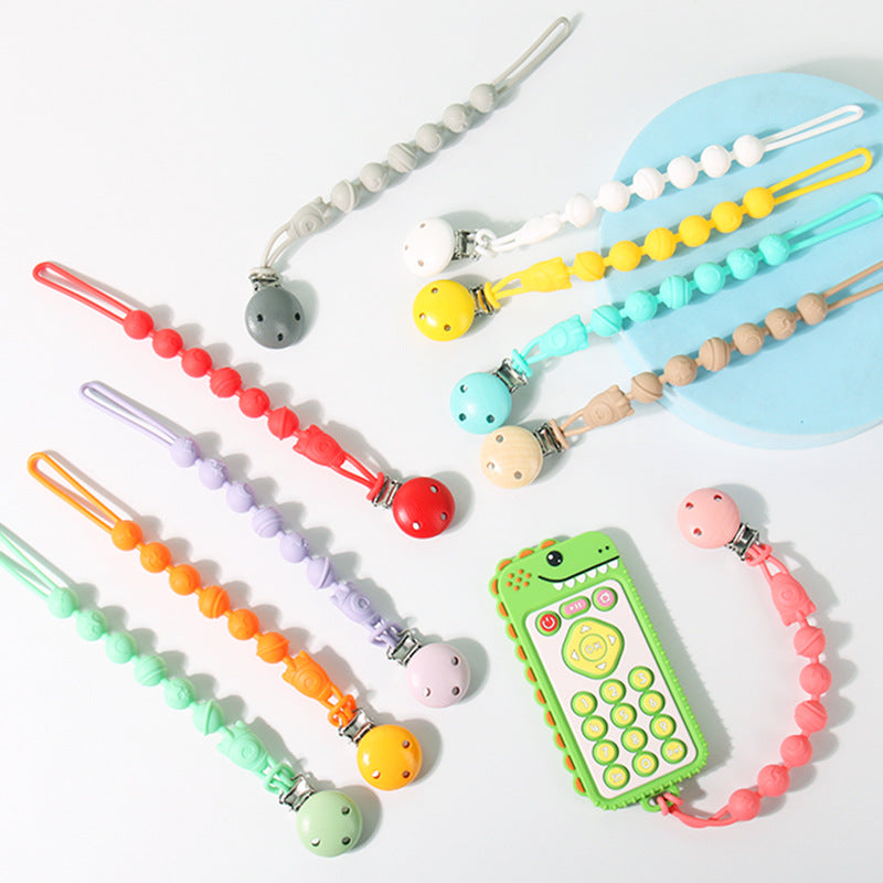 Baby food grade silicone anti-drop chain gnawing tooth glue anti-drop bracelet beech anti-drop pacifier clip baby pacifier chain