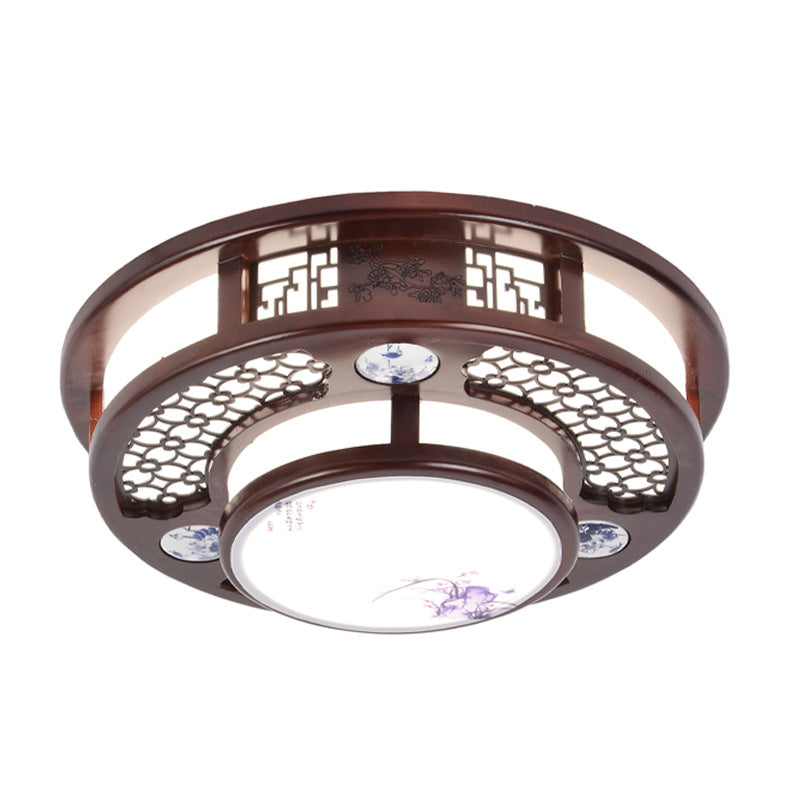 Chinese ceiling lamp rectangular solid wood living room lamp antique Chinese style Chinese style dining room bedroom lamp LED lighting