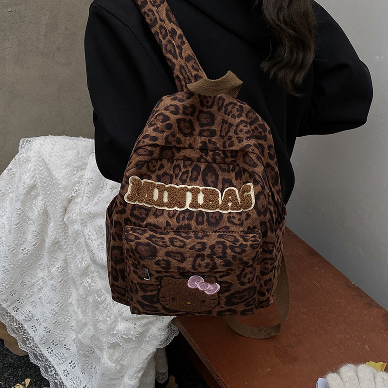 Fall and winternew arrivalretro leopard print backpack large capacity travel storage backpack classyeasiest for match student class bag