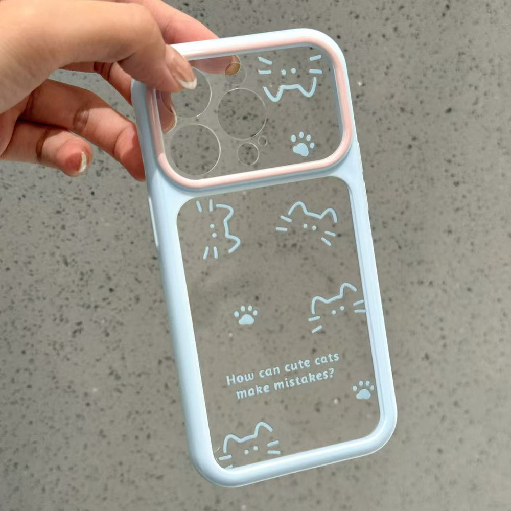 Suitable for apple 17promax mobile phone case dopamine color contrasting lines kitten paw print iphone18 starry sky case