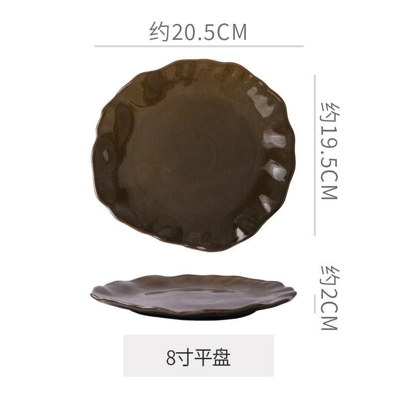 Creative ceramic special-shaped bowls, plates and tableware combination stylishclassy sense kiln-turned ceramic plate western food steak plate