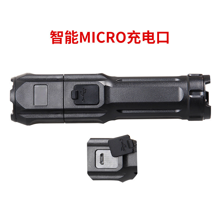 Cross-border USB charging telescopic zoom mini LED flashlight outdoor super bright mini portable small flashlight outdoor