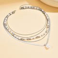 European and american cross-border retro french faux pearl necklace for women, multi-layered stackable fashionable ins style light luxury clavicle chain accessories
