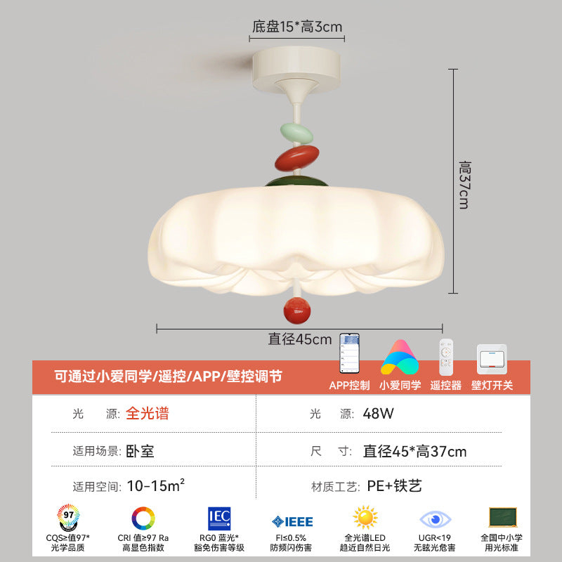 French Cream Wind Eye Protection Bedroom Chandelier Bauhaus Minimalist Modern Romantic Bedroom Ceiling Light Zhongshan Lighting