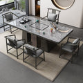 Modern rock slab tea table and chair set - ideal for home, balcony, living room, office, or kung fu tea - complete all-in-one set
