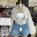 European and american cross-border women's fashion:  summer new arrivals - trendy, loose-fit, turn-down collar, versatile solid color cropped jacket/top
